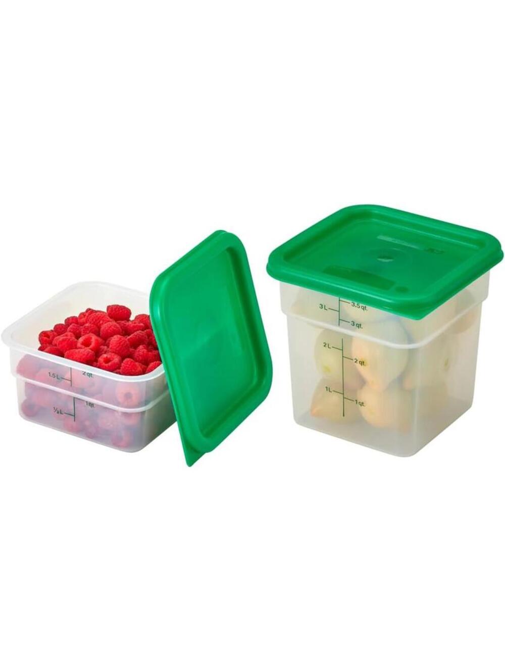 Cambro 4 Piece Food Storage Container Set 2 Qt & 4 Qt with Green Lids NEW